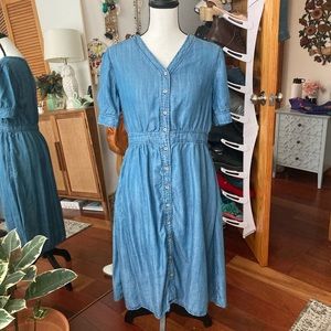 Blue button up dress